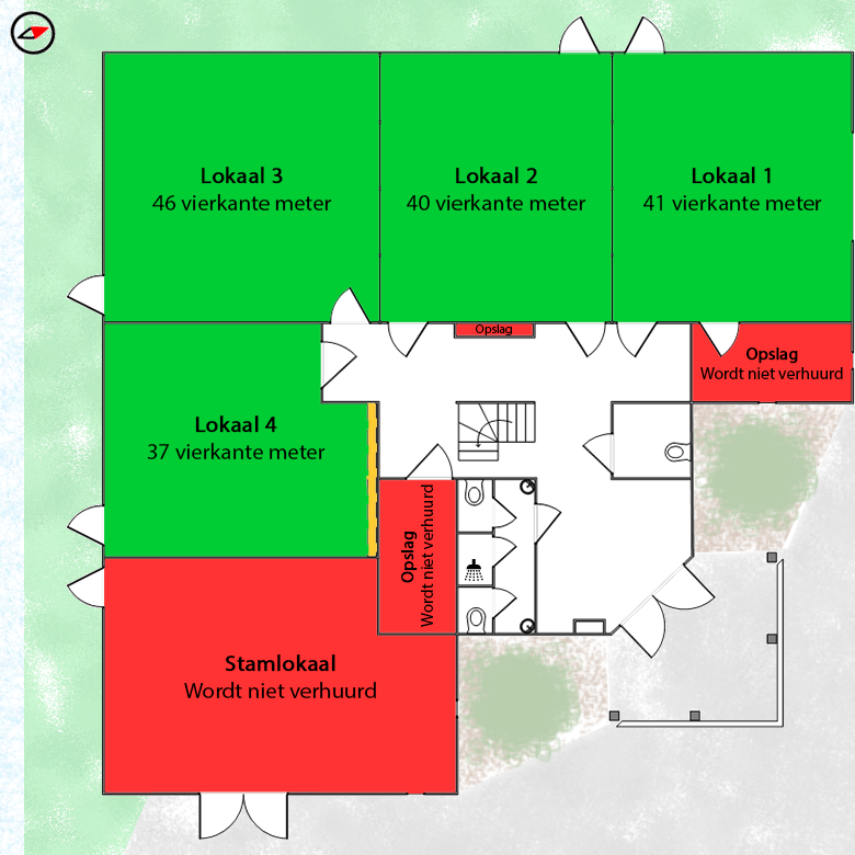 Scouting De Lier gebouw plattegrond. Begane grond