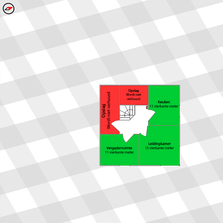 Scouting De Lier gebouw plattegrond. Boven